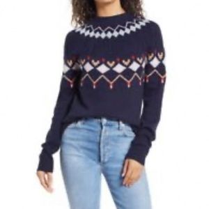 1901 Navy Chunky Fairisle Knit Jumper
